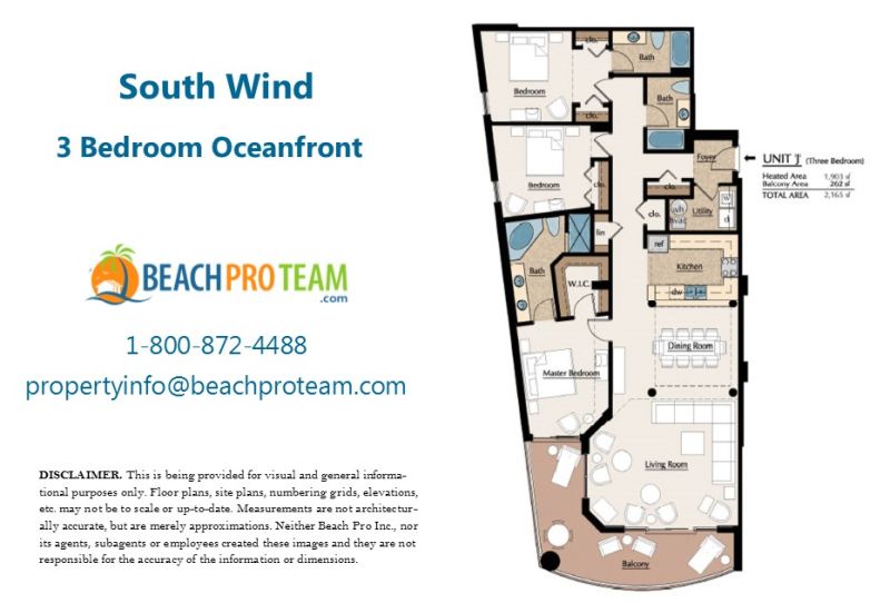 South Wind Floor Plan J - 3 Bedroom Oceanfront